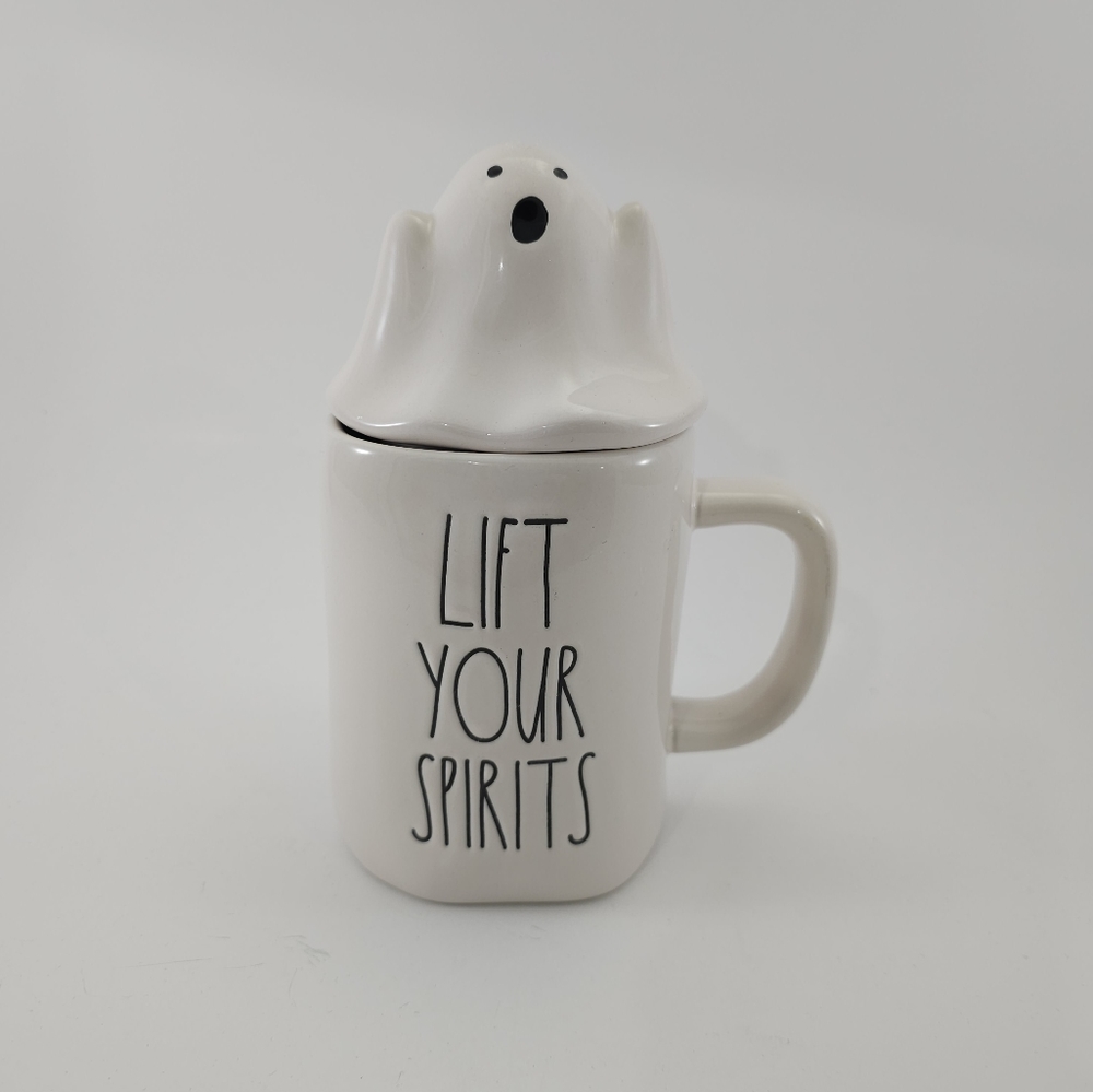 Rae Dunn Lift Your Spirits Ghost Figural White Mug